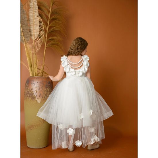 صورة فستان بناتي سهرة ورد - M3574